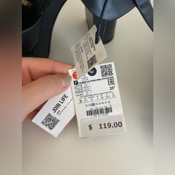 NEW Zara 100% cow leather platform heeled sandals - Picture 5 of 9